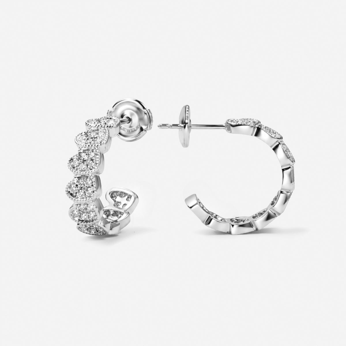 eternal heart collection / diamond rope heart hoop earring small K18WG