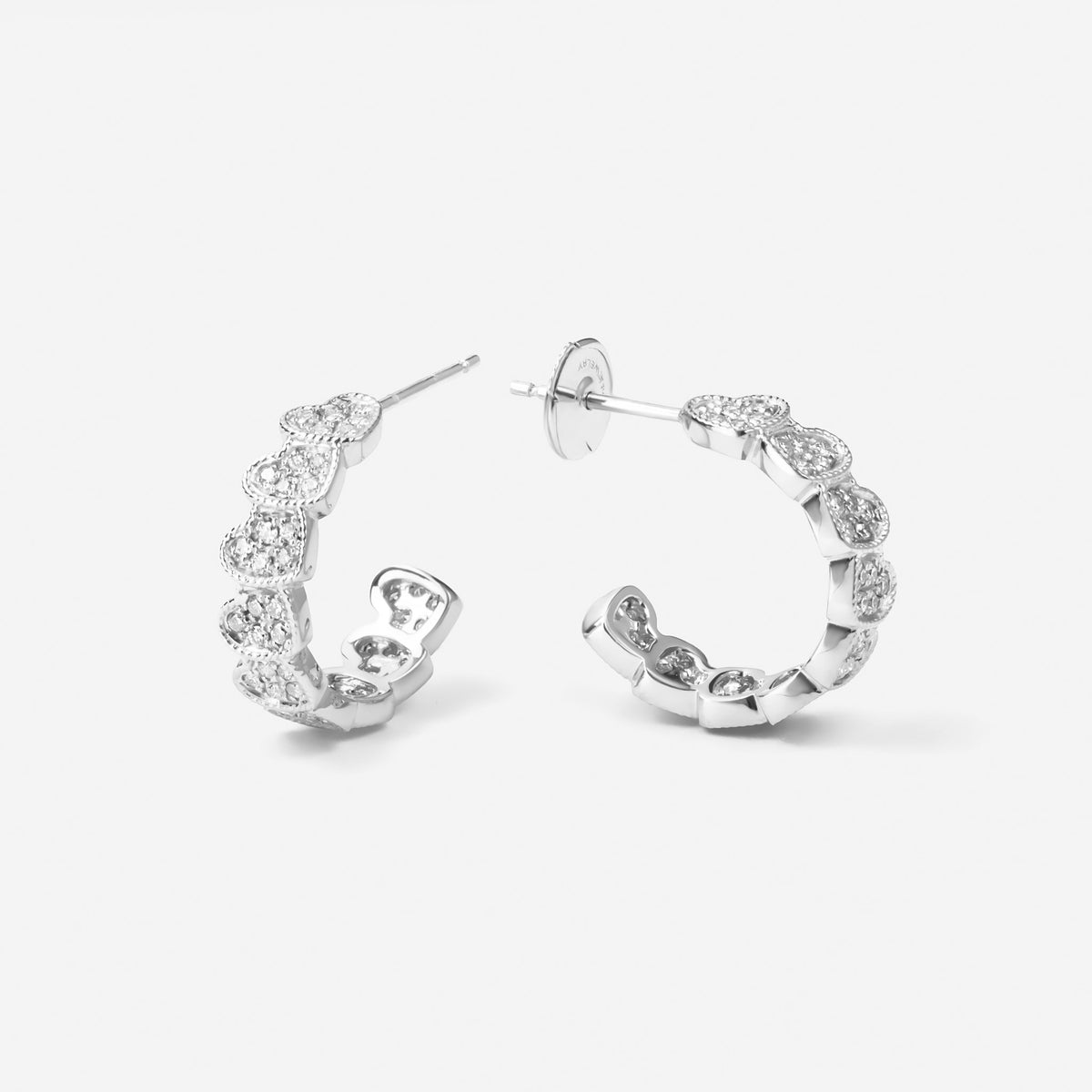 eternal heart collection / diamond rope heart hoop earring small K18WG