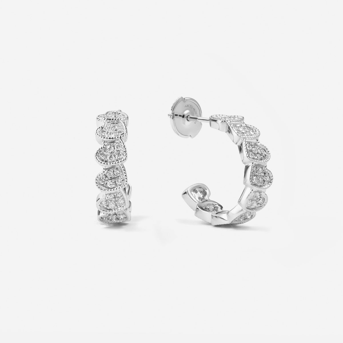 eternal heart collection / diamond rope heart hoop earring small K18WG