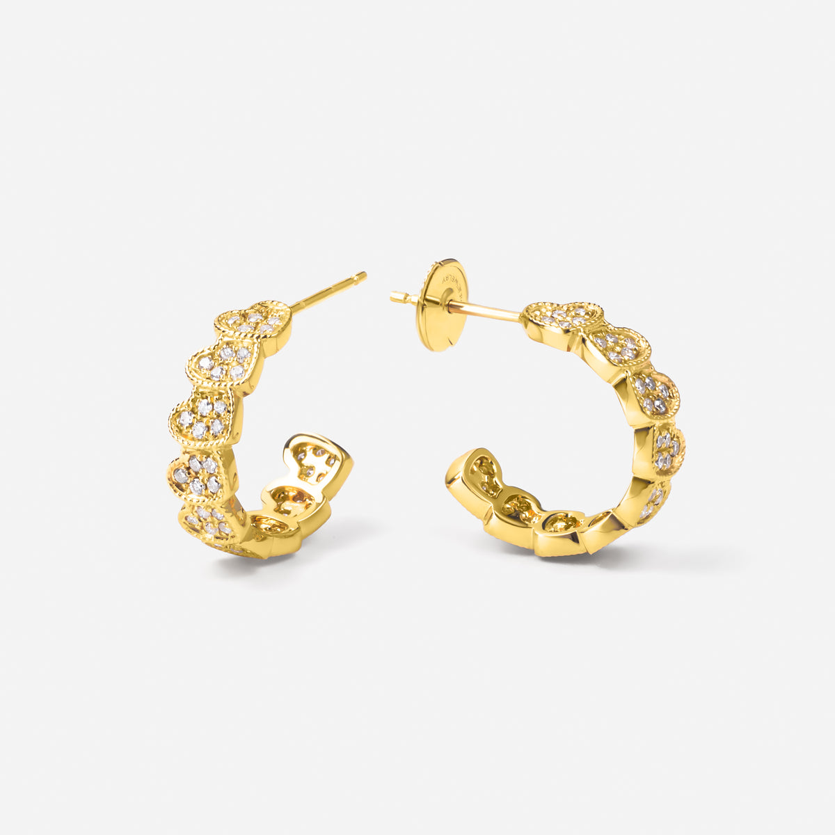 eternal heart collection / diamond rope heart hoop earring small K18YG