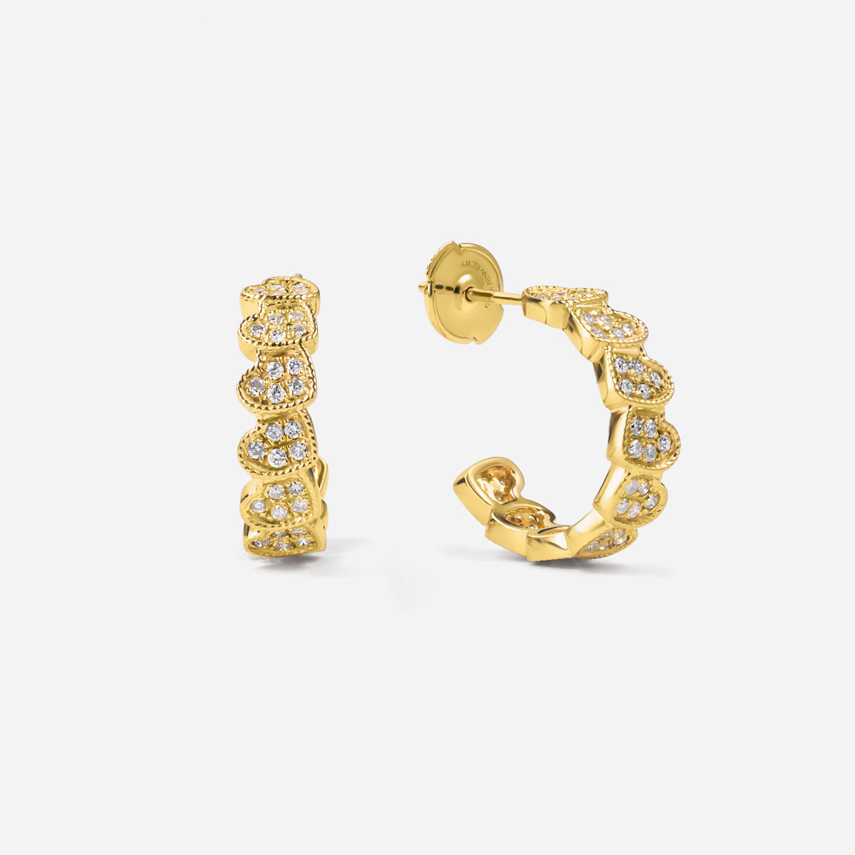 eternal heart collection / diamond rope heart hoop earring small K18YG