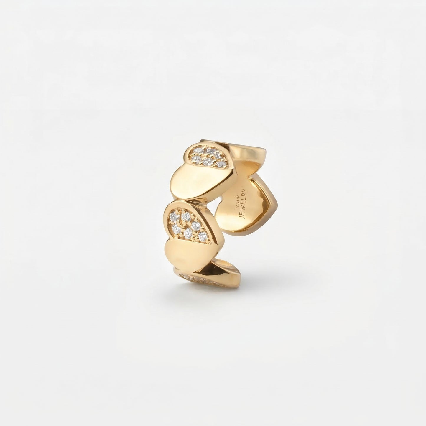 refined legacy collection / folded heart pave diamond earcuff small K18YG