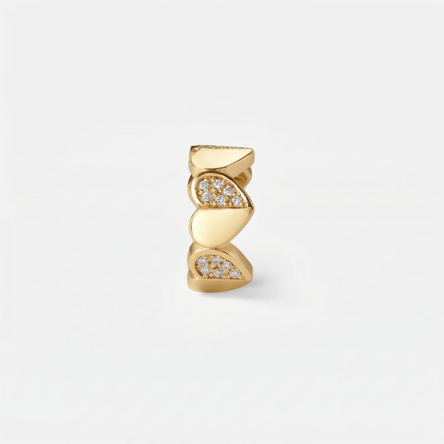 refined legacy collection / folded heart pave diamond earcuff small K18YG