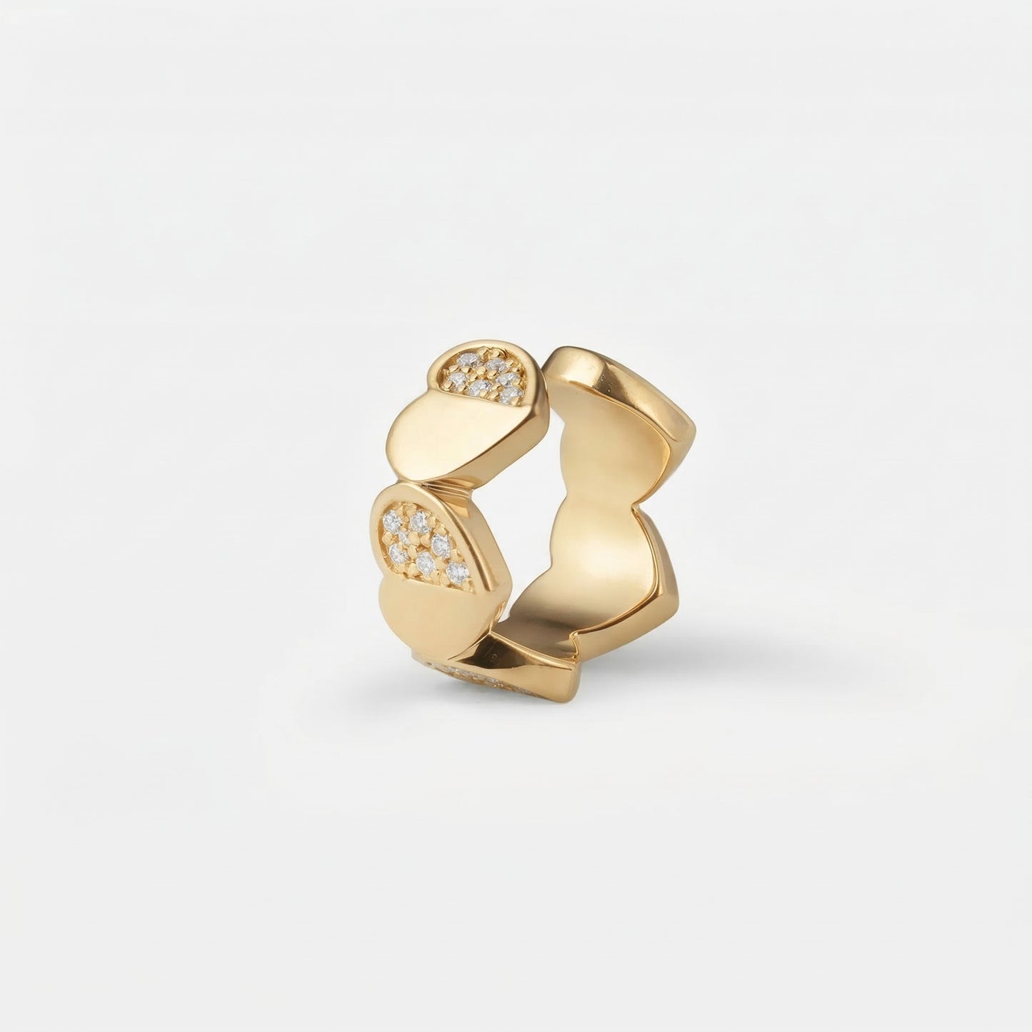 refined legacy collection / folded heart pave diamond earcuff small K18YG