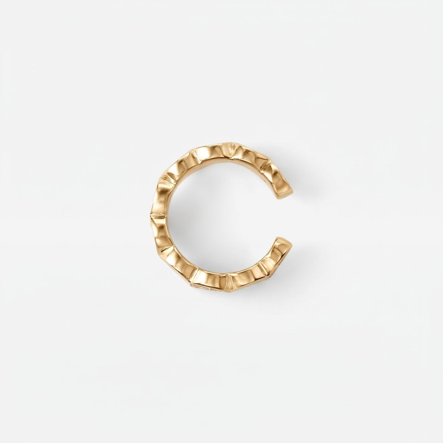 refined legacy collection / folded heart pave diamond earcuff small K18YG