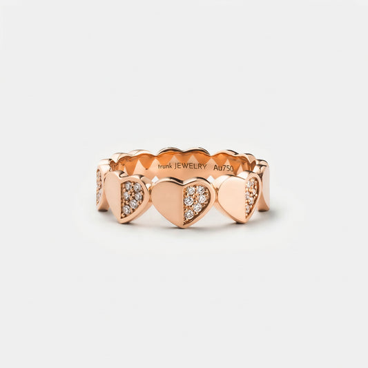 refined legacy collection / folded heart pave diamond eternity ring K18PG