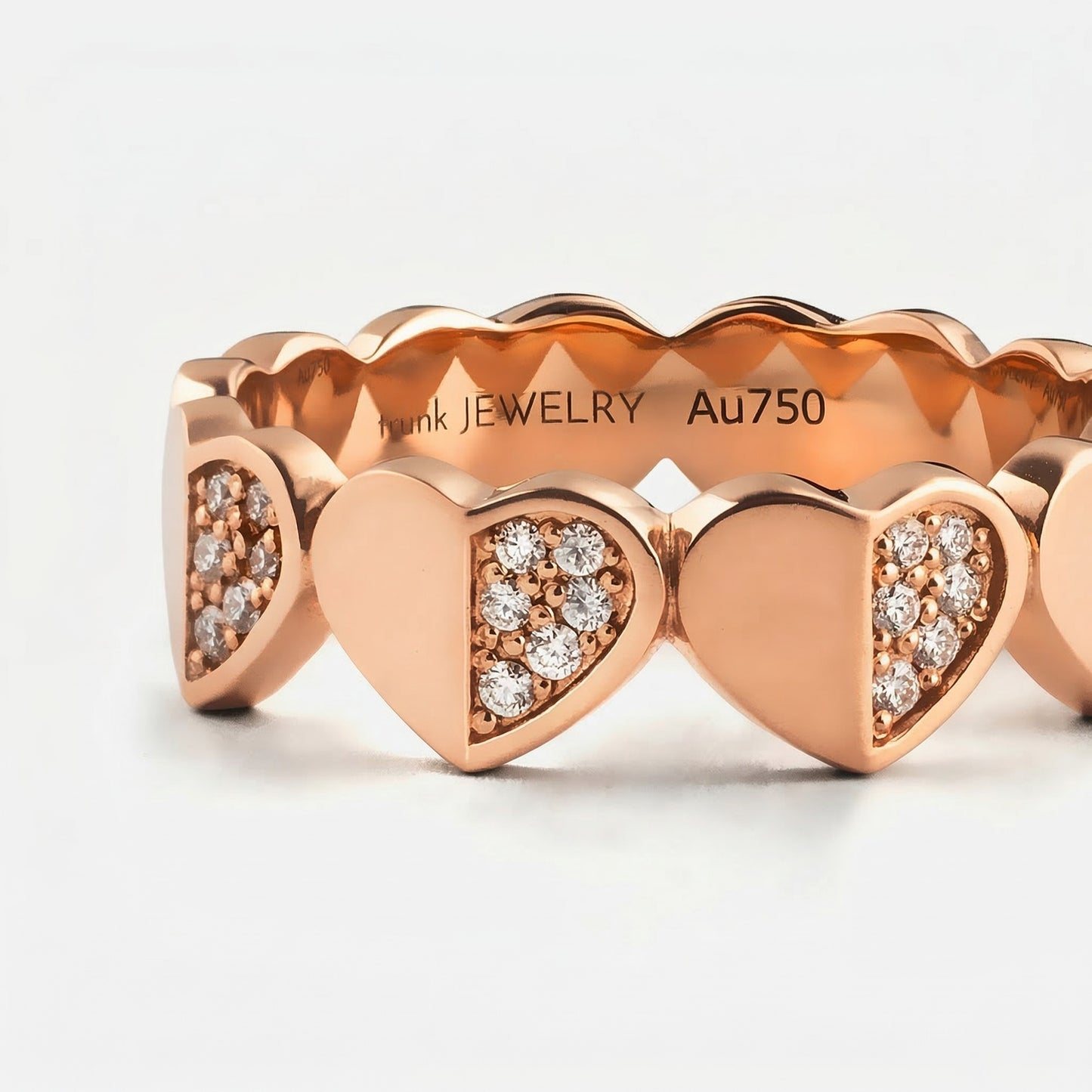 refined legacy collection / folded heart pave diamond eternity ring K18PG