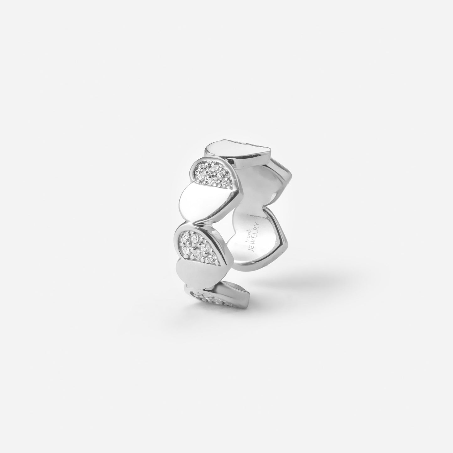 refined legacy collection / folded heart pave diamond earcuff midium Pt950