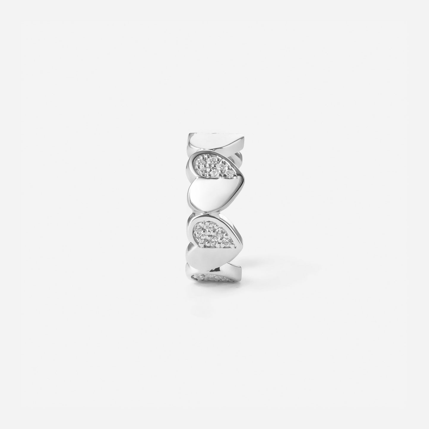 refined legacy collection / folded heart pave diamond earcuff midium Pt950