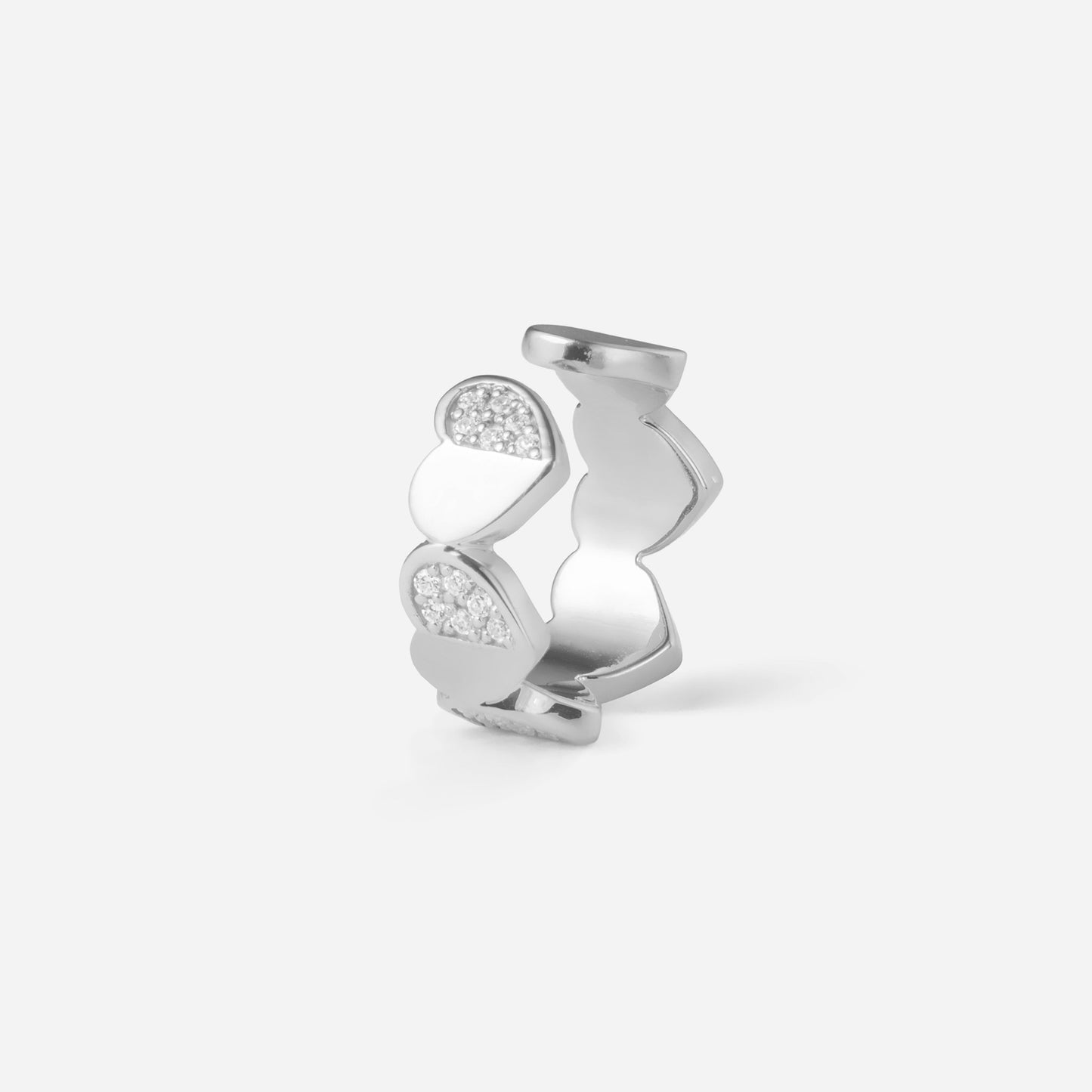 refined legacy collection / folded heart pave diamond earcuff midium Pt950
