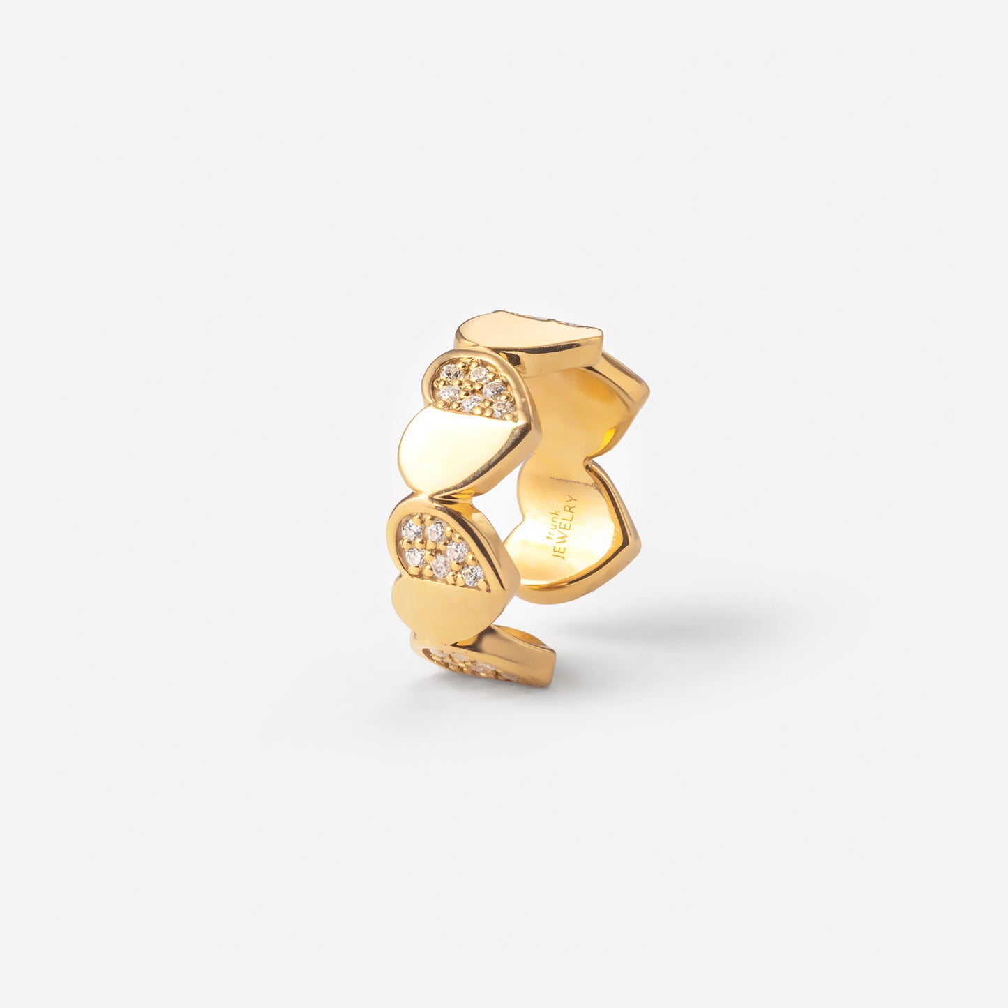 refined legacy collection / folded heart pave diamond earcuff midium K18YG