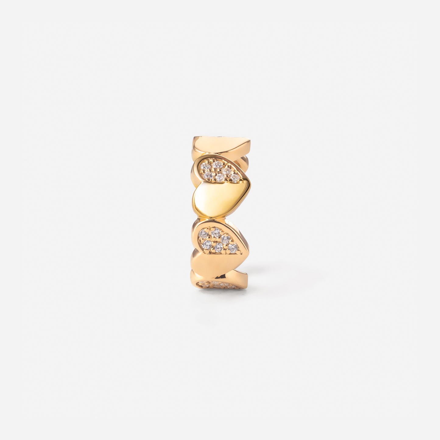 refined legacy collection / folded heart pave diamond earcuff midium K18YG
