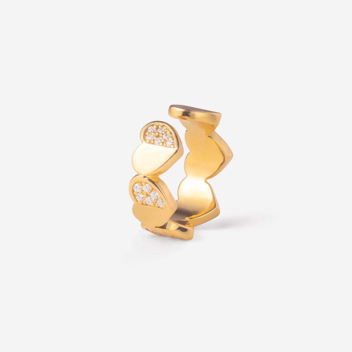 refined legacy collection / folded heart pave diamond earcuff midium K18YG
