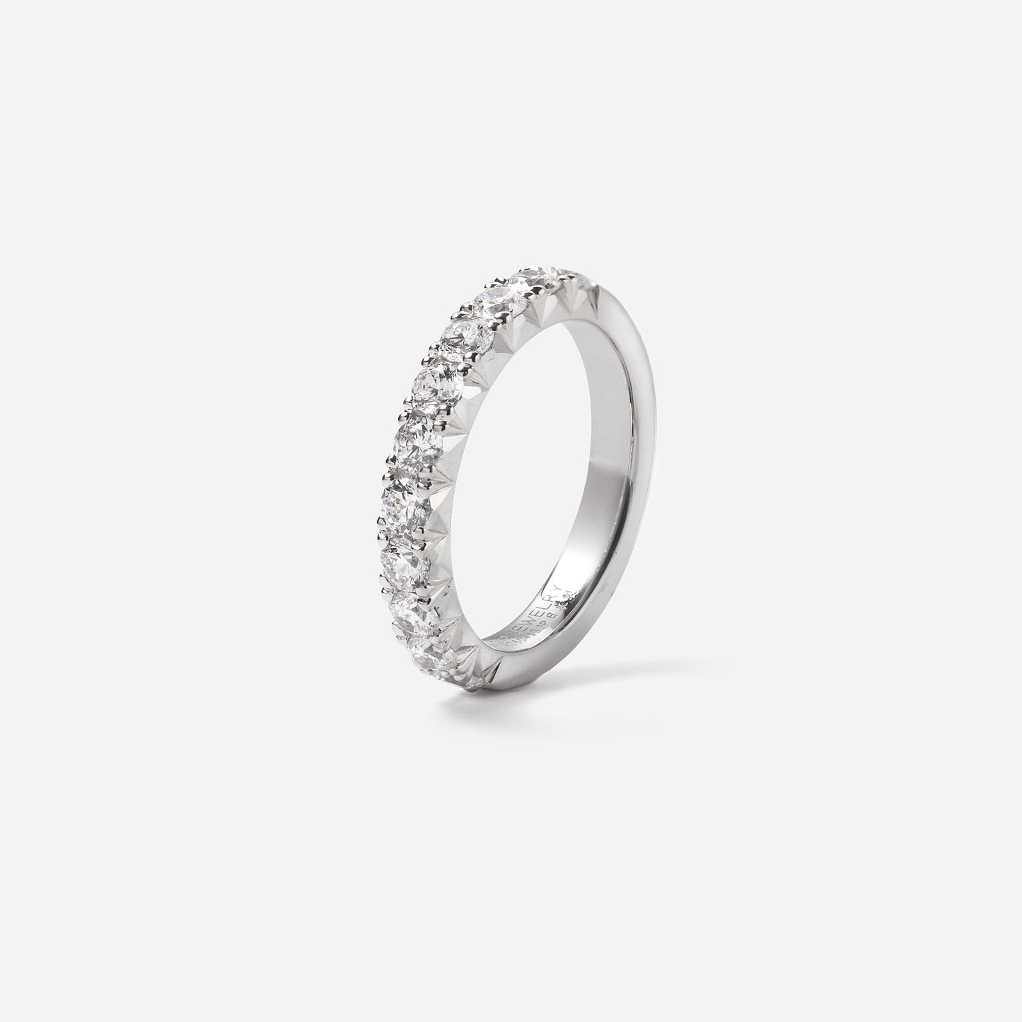 refined legacy collection / modern french setting diamond harf eternity ring large Pt950