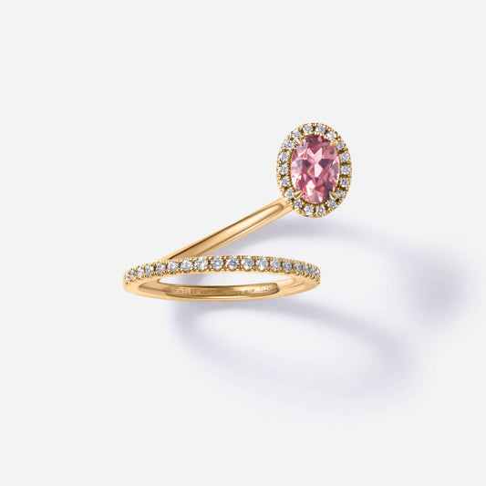 new basic collection / garnet strange diamond halo ring K18YG