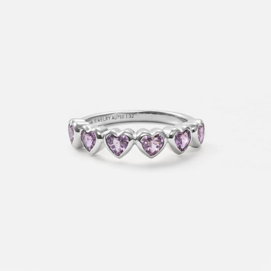 Shūren shinka collection / heart shape pink sapphire harf eternity ring Pt950