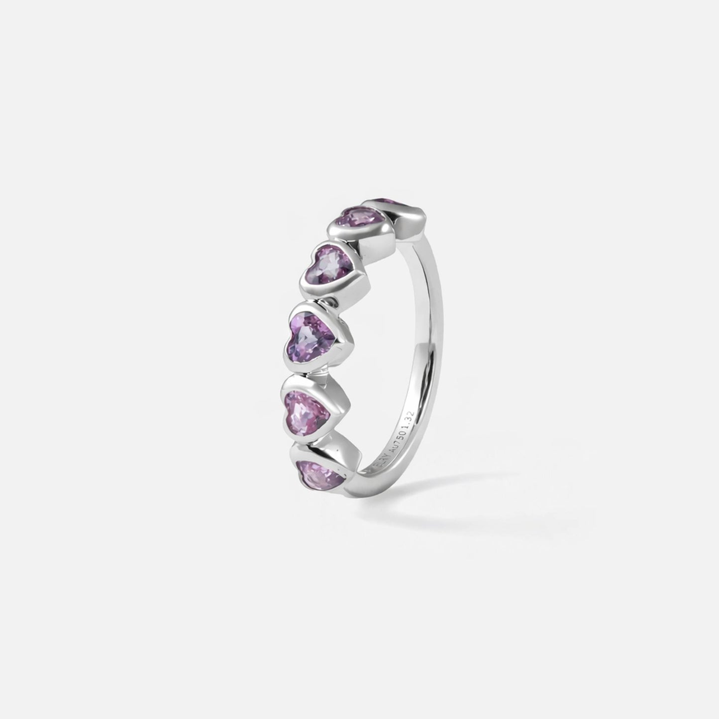 Shūren shinka collection / heart shape pink sapphire harf eternity ring Pt950