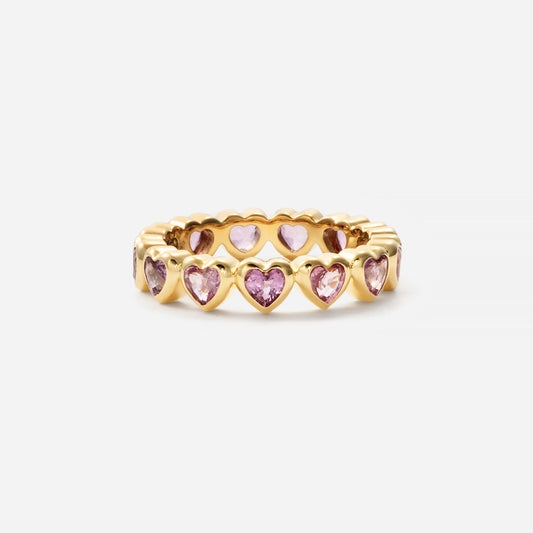 Shūren shinka collection / heart shape pink sapphire eternity ring K18YG