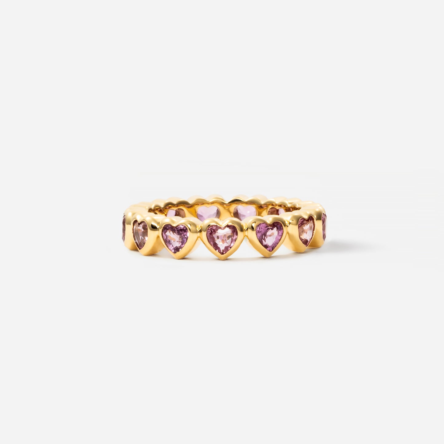 Shūren shinka collection / heart shape pink sapphire eternity ring K18YG