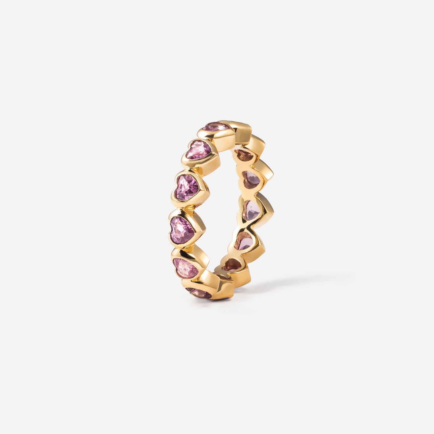 Shūren shinka collection / heart shape pink sapphire eternity ring K18YG