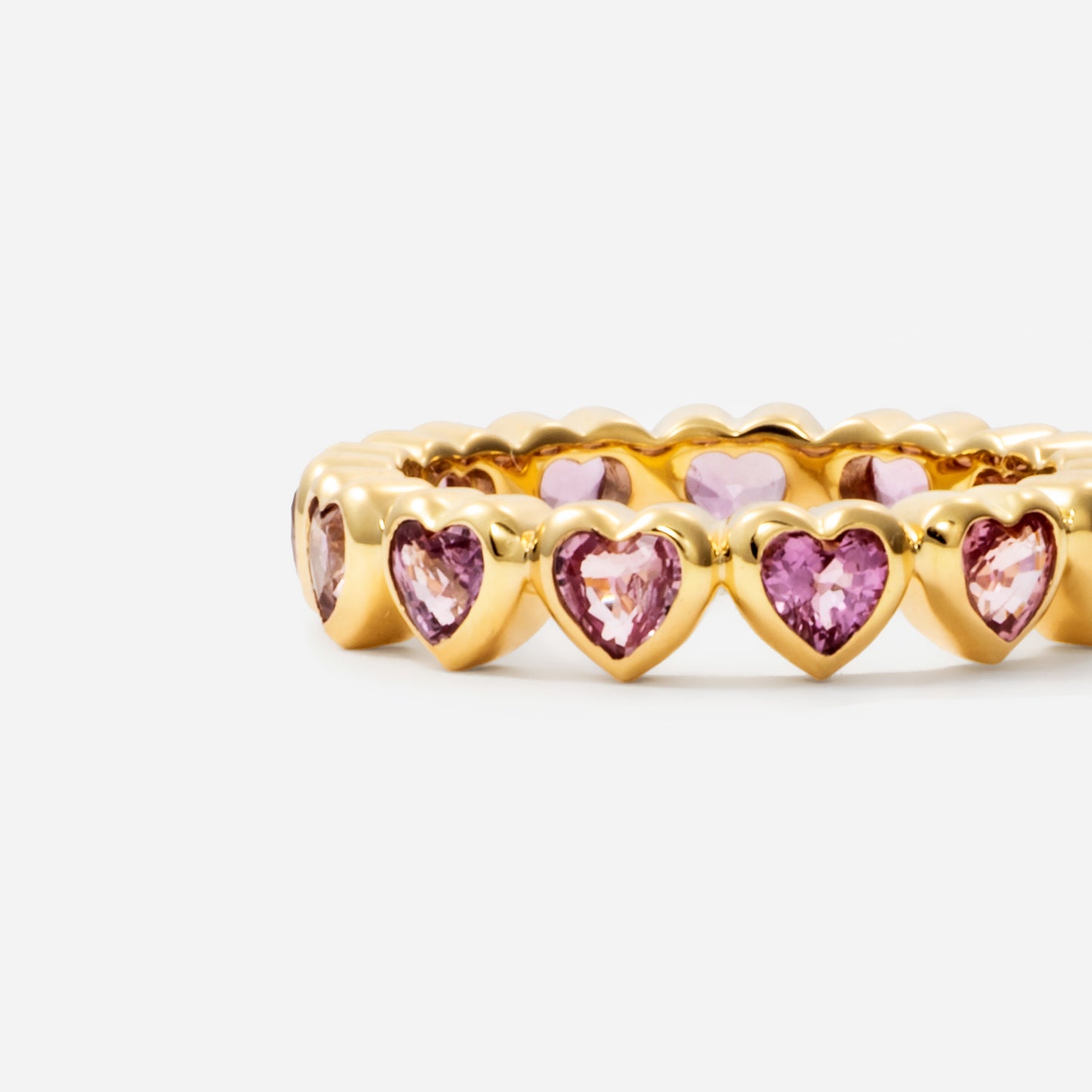 Shūren shinka collection / heart shape pink sapphire eternity ring K18YG