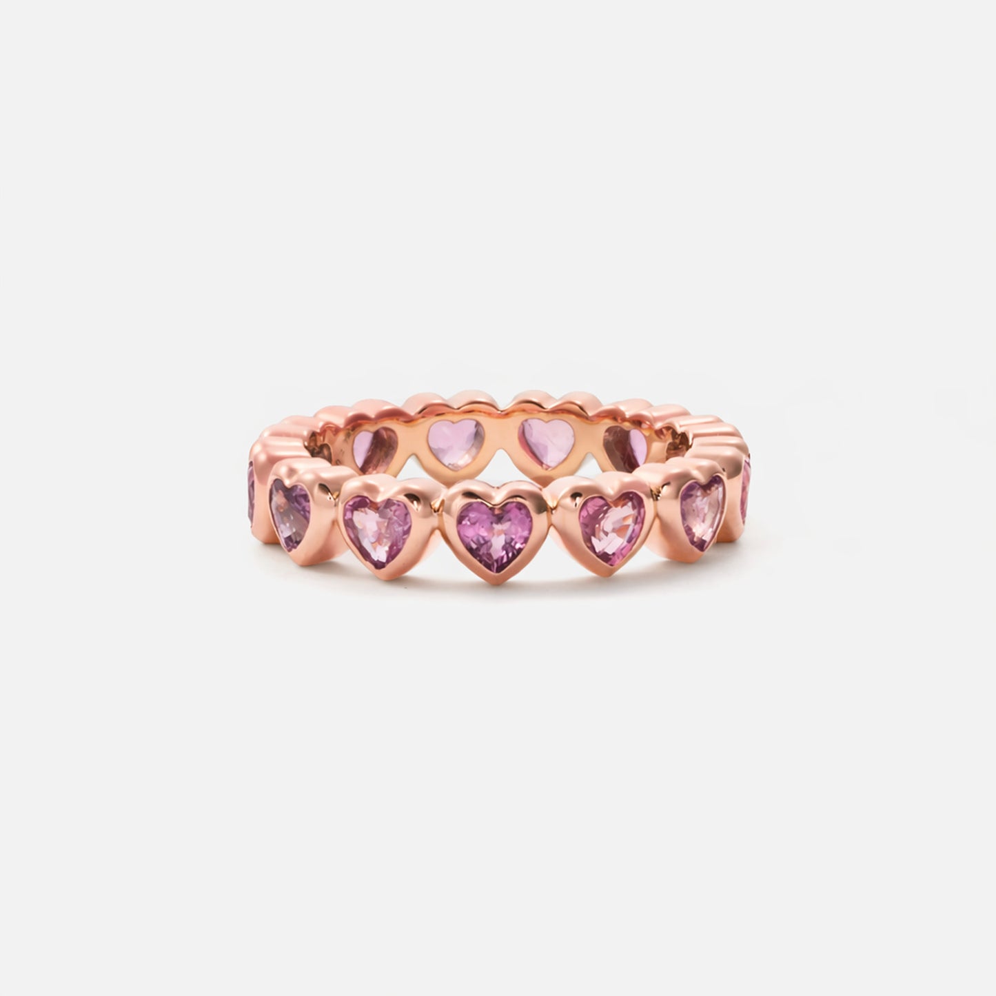 Shūren shinka collection / heart shape pink sapphire eternity ring K18PG