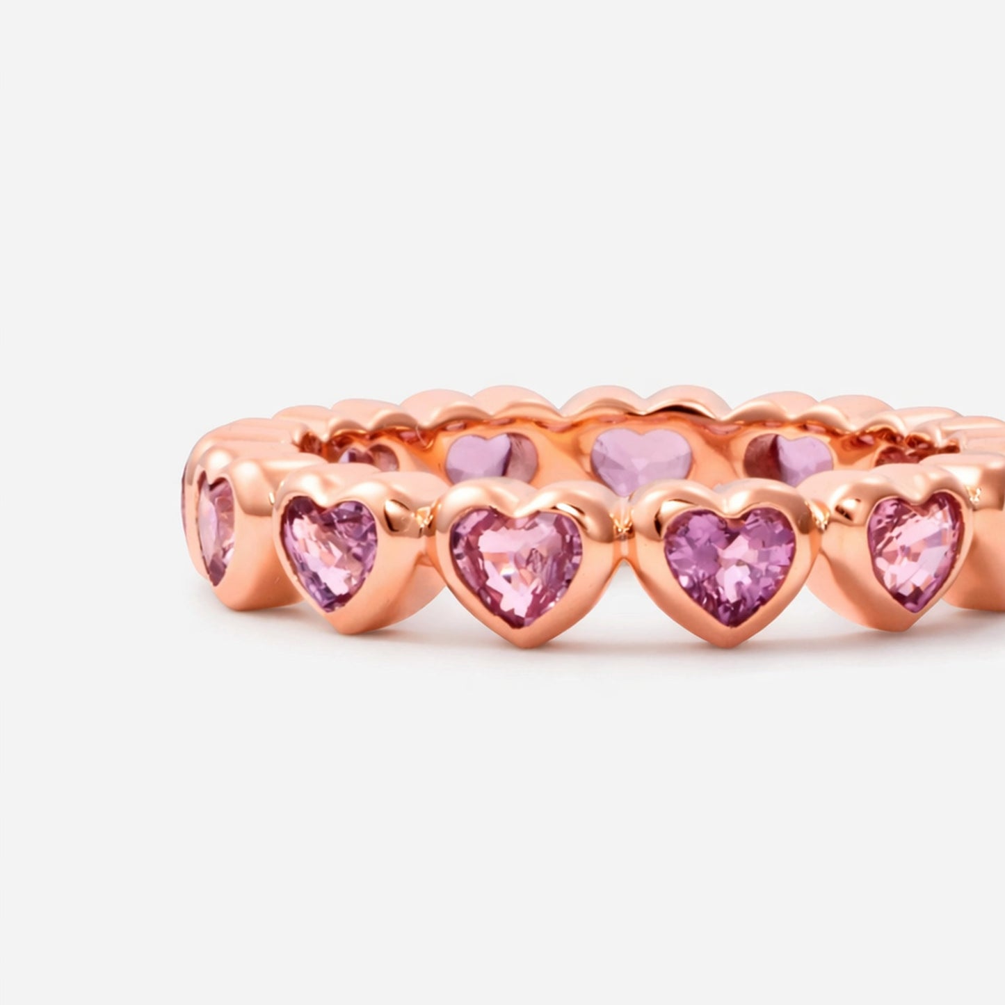 Shūren shinka collection / heart shape pink sapphire eternity ring K18PG