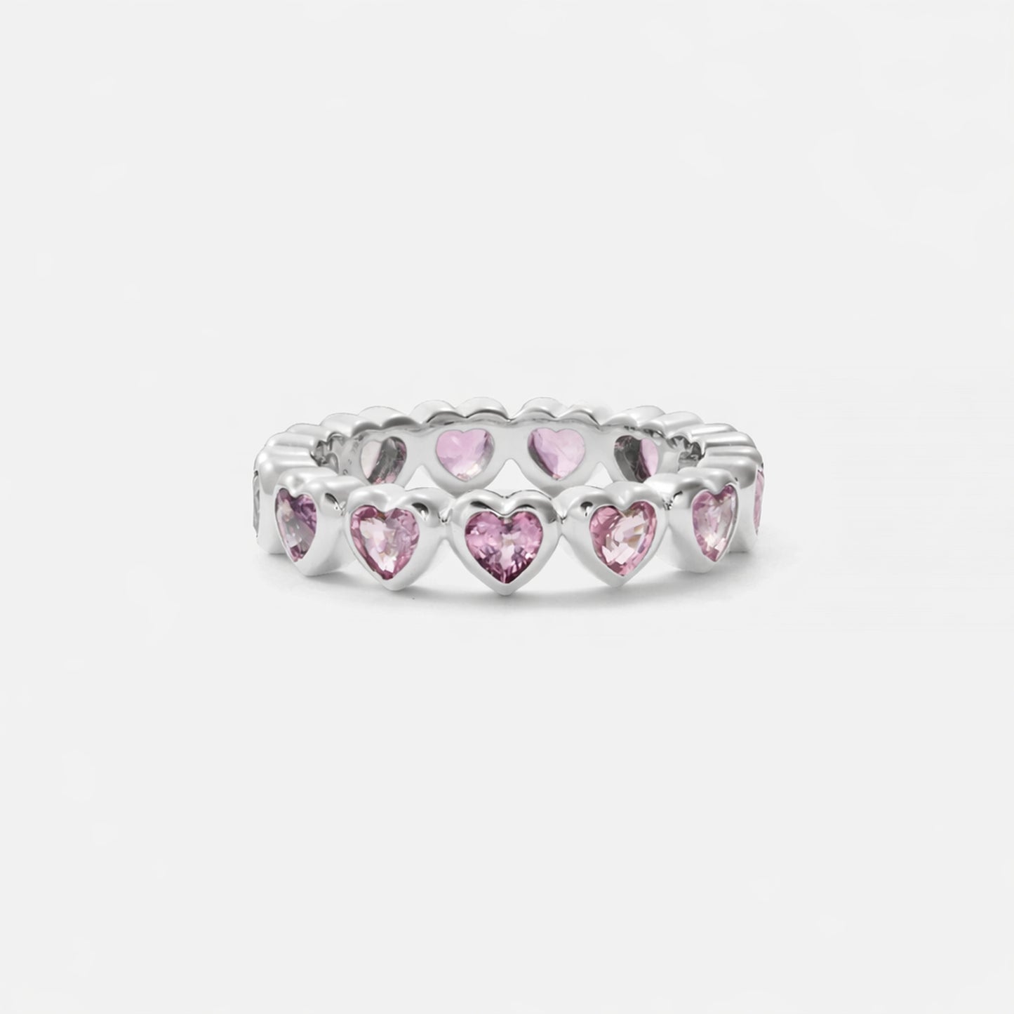 Shūren shinka collection / heart shape pink sapphire eternity ring Pt950