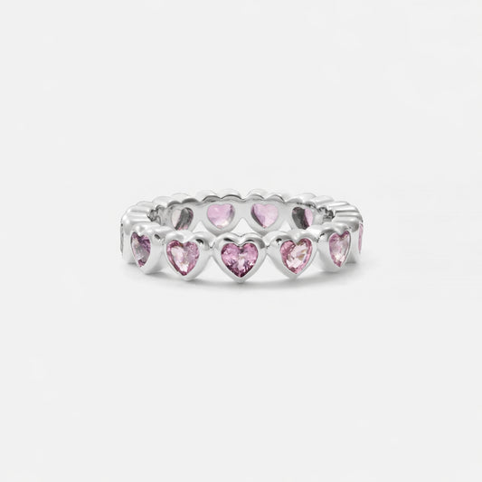 Shūren shinka collection / heart shape pink sapphire eternity ring Pt950