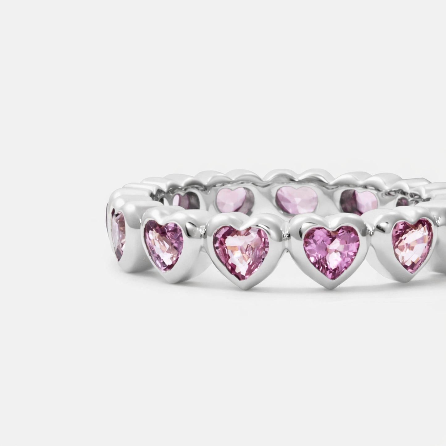 Shūren shinka collection / heart shape pink sapphire eternity ring Pt950