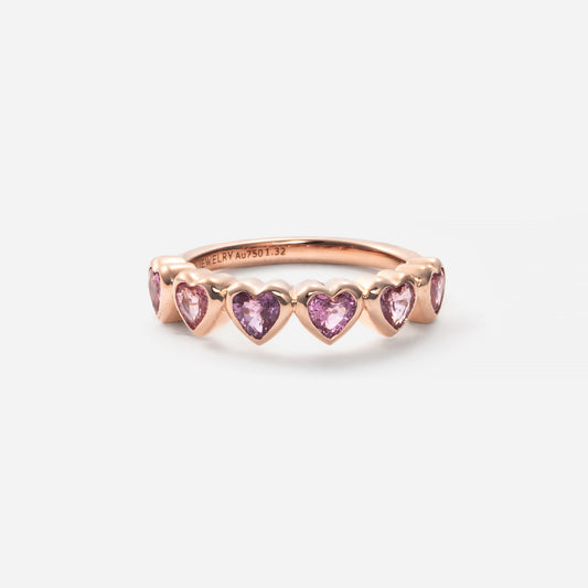 Shūren shinka collection / heart shape pink sapphire harf eternity ring K18PG