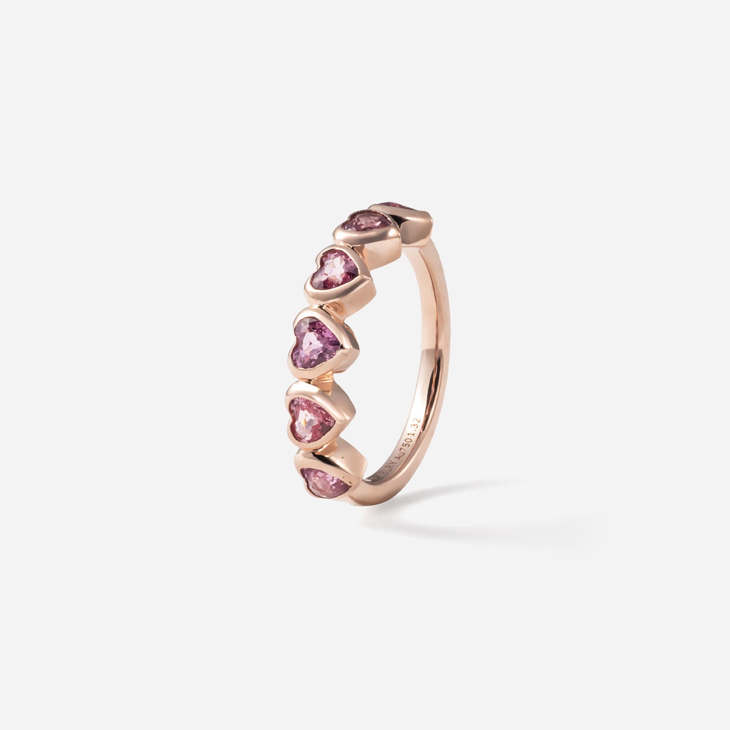 Shūren shinka collection / heart shape pink sapphire harf eternity ring K18PG
