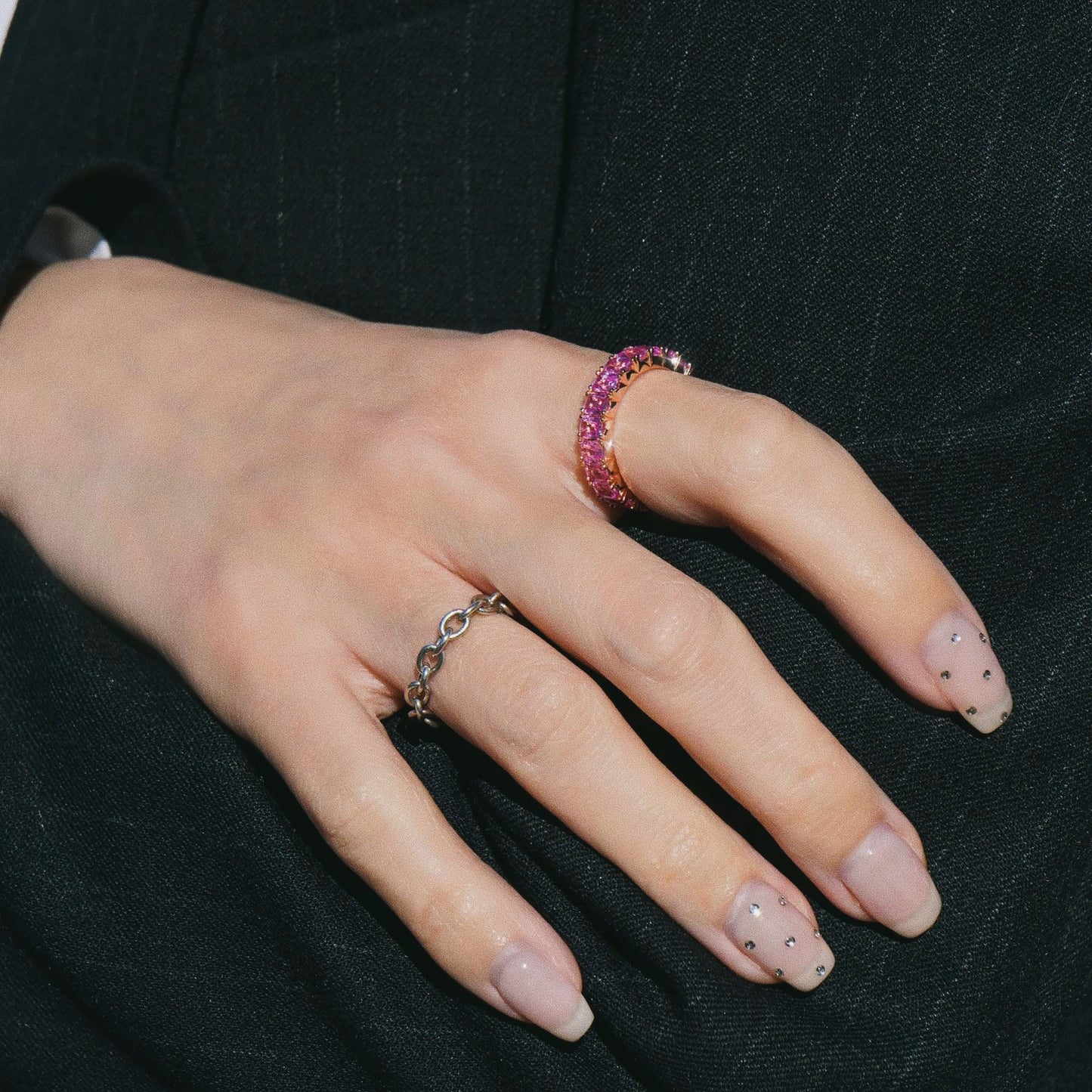 refined legacy collection / modern french setting pink sapphire eternity ring K18PG