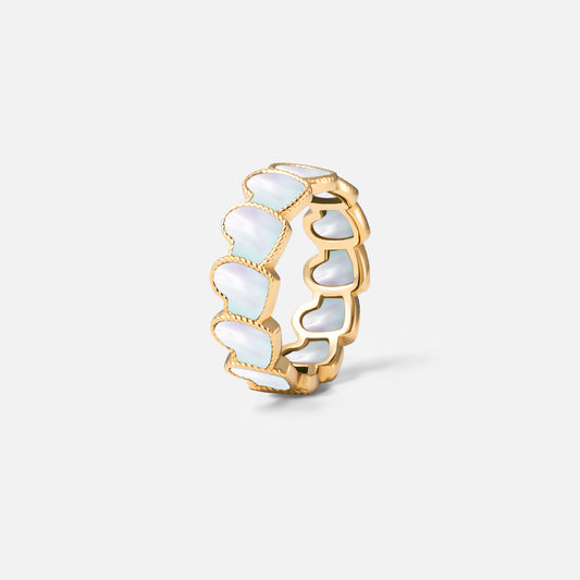 refined legacy collection / mother of pearl inlay rope heart ring K18YG