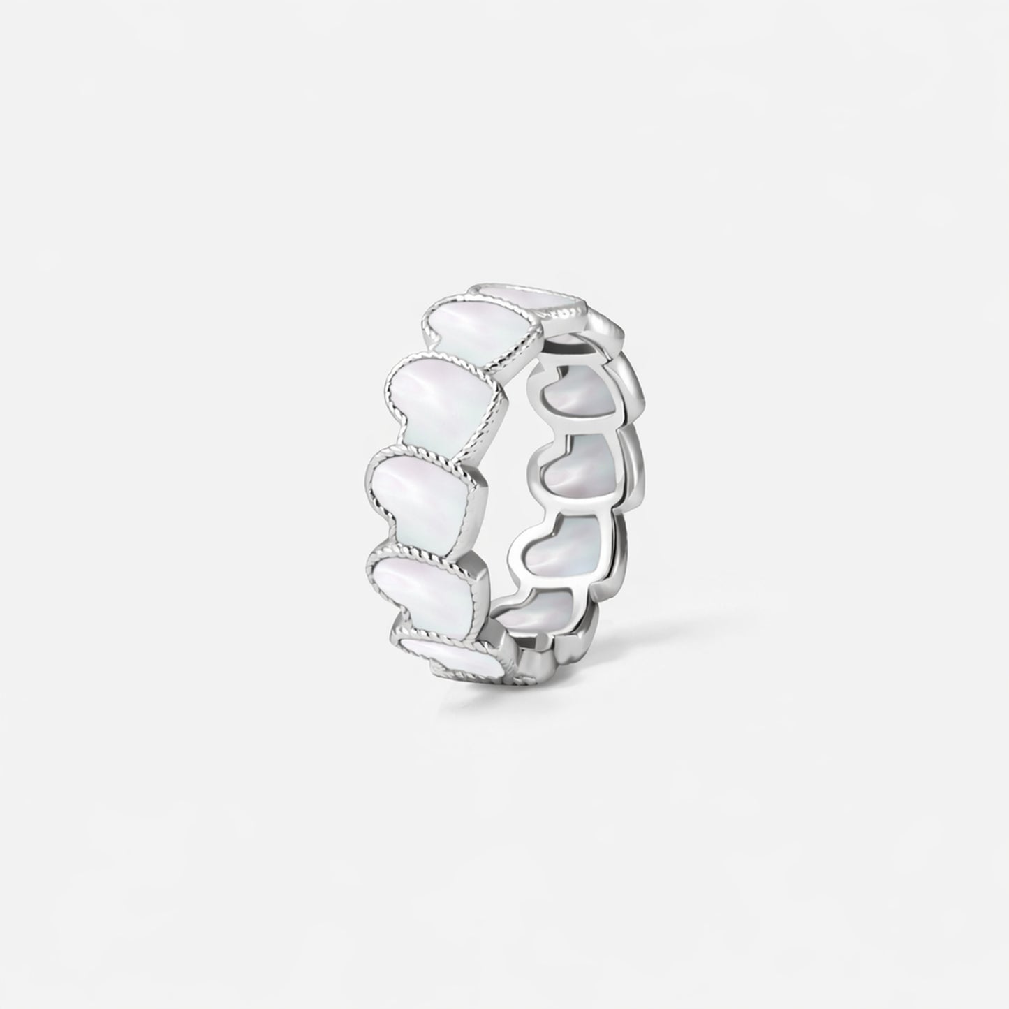 refined legacy collection / mother of pearl inlay rope heart ring K18WG