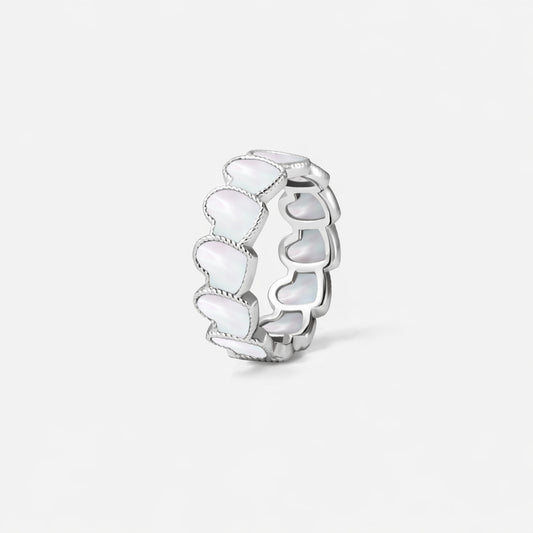 eternel heart collection / mother of pearl inlay rope heart ring K18WG