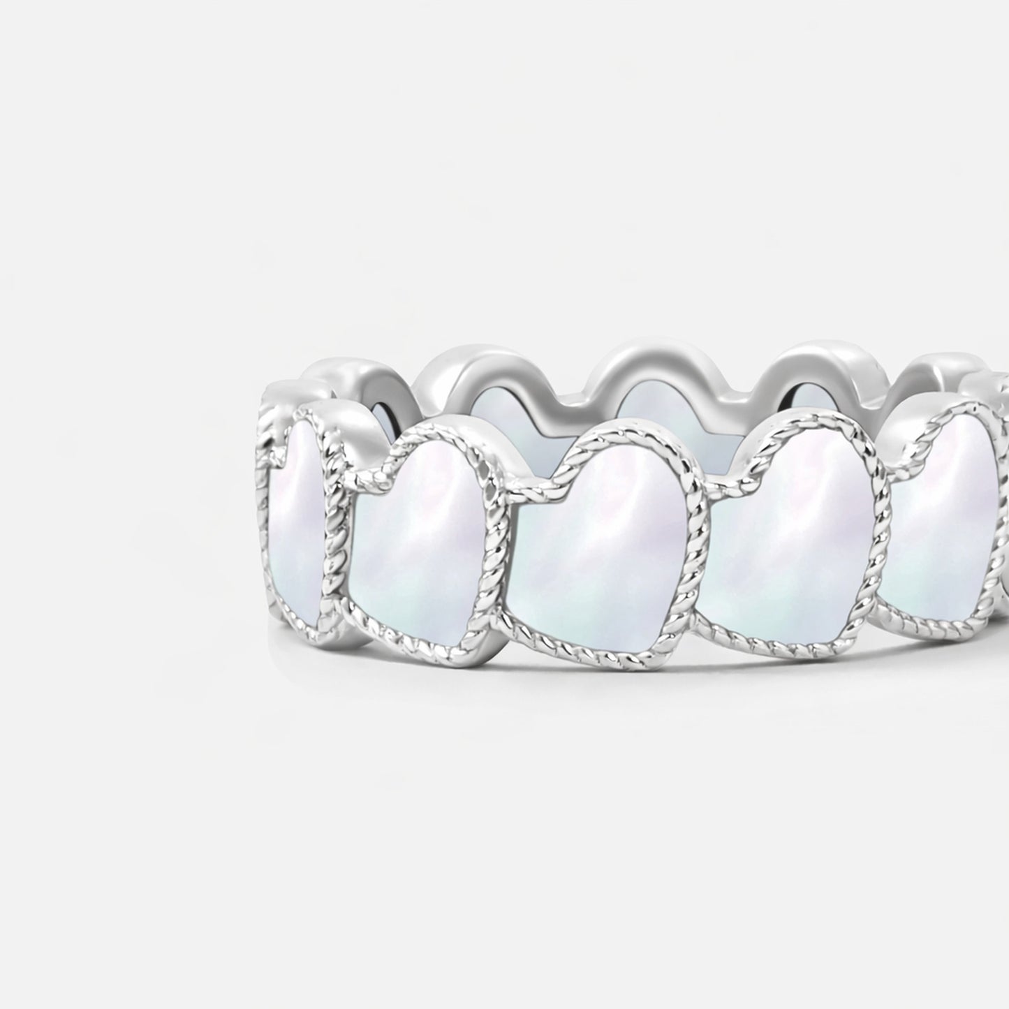 refined legacy collection / mother of pearl inlay rope heart ring K18WG