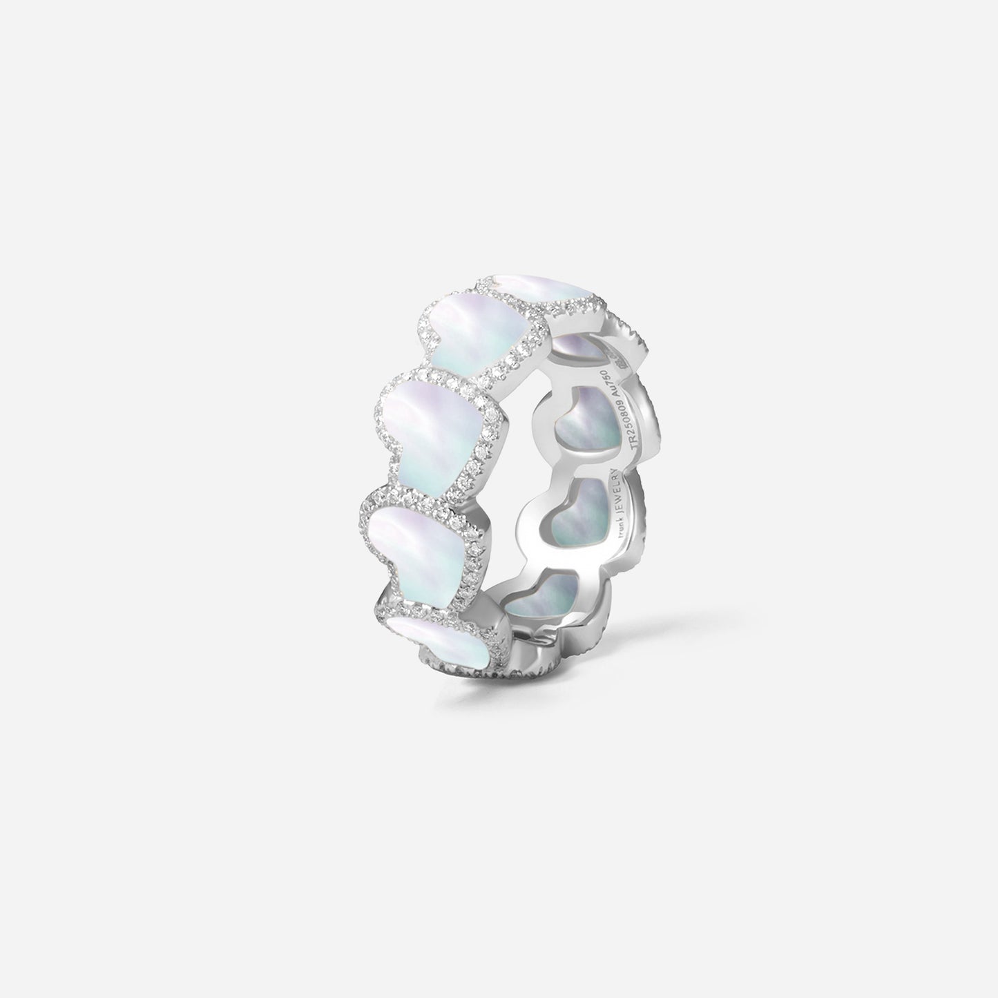 refined legacy collection / mother of pearl inlay heart halo ring K18WG