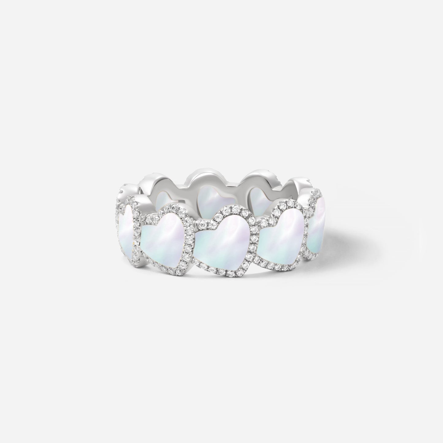 refined legacy collection / mother of pearl inlay heart halo ring K18WG