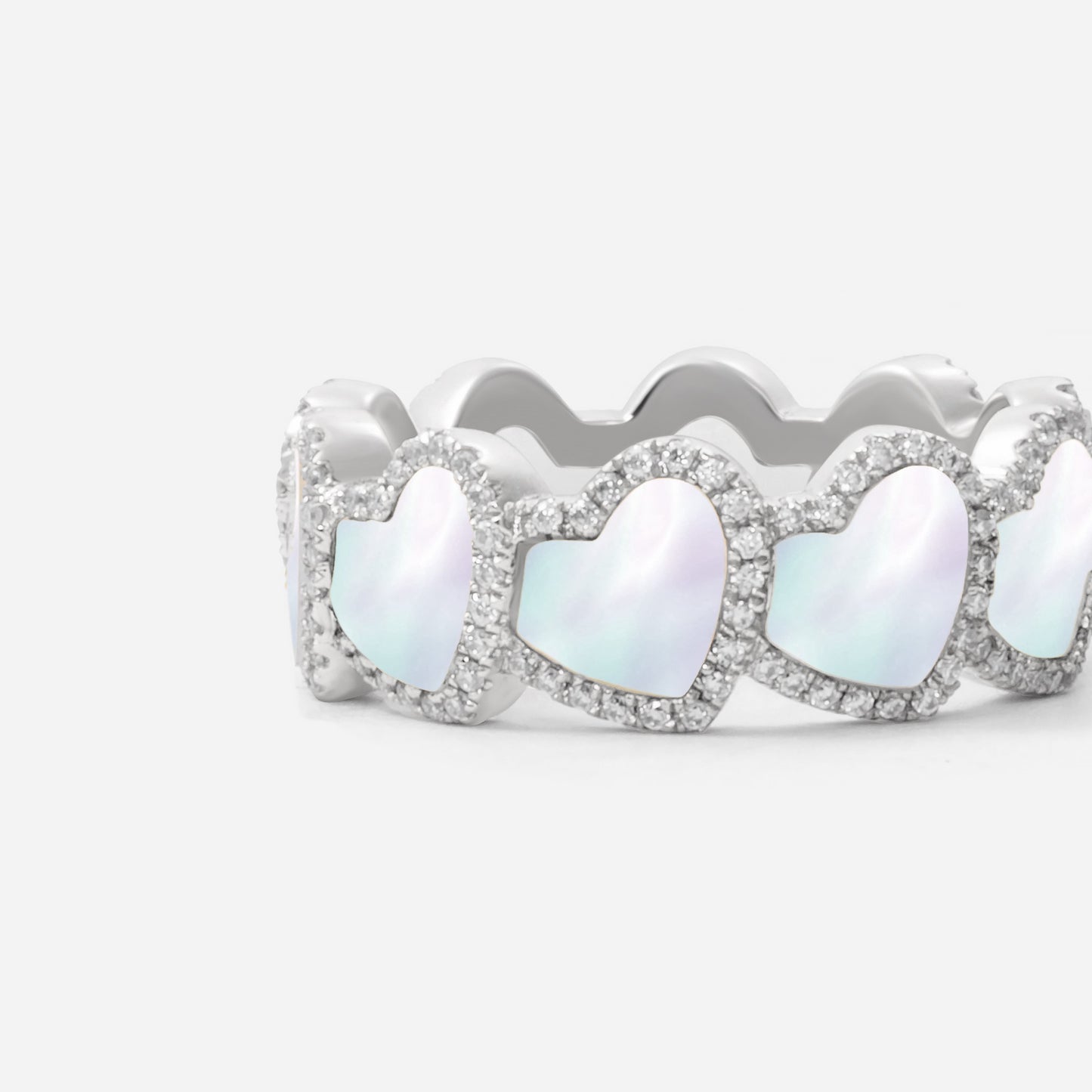 refined legacy collection / mother of pearl inlay heart halo ring K18WG