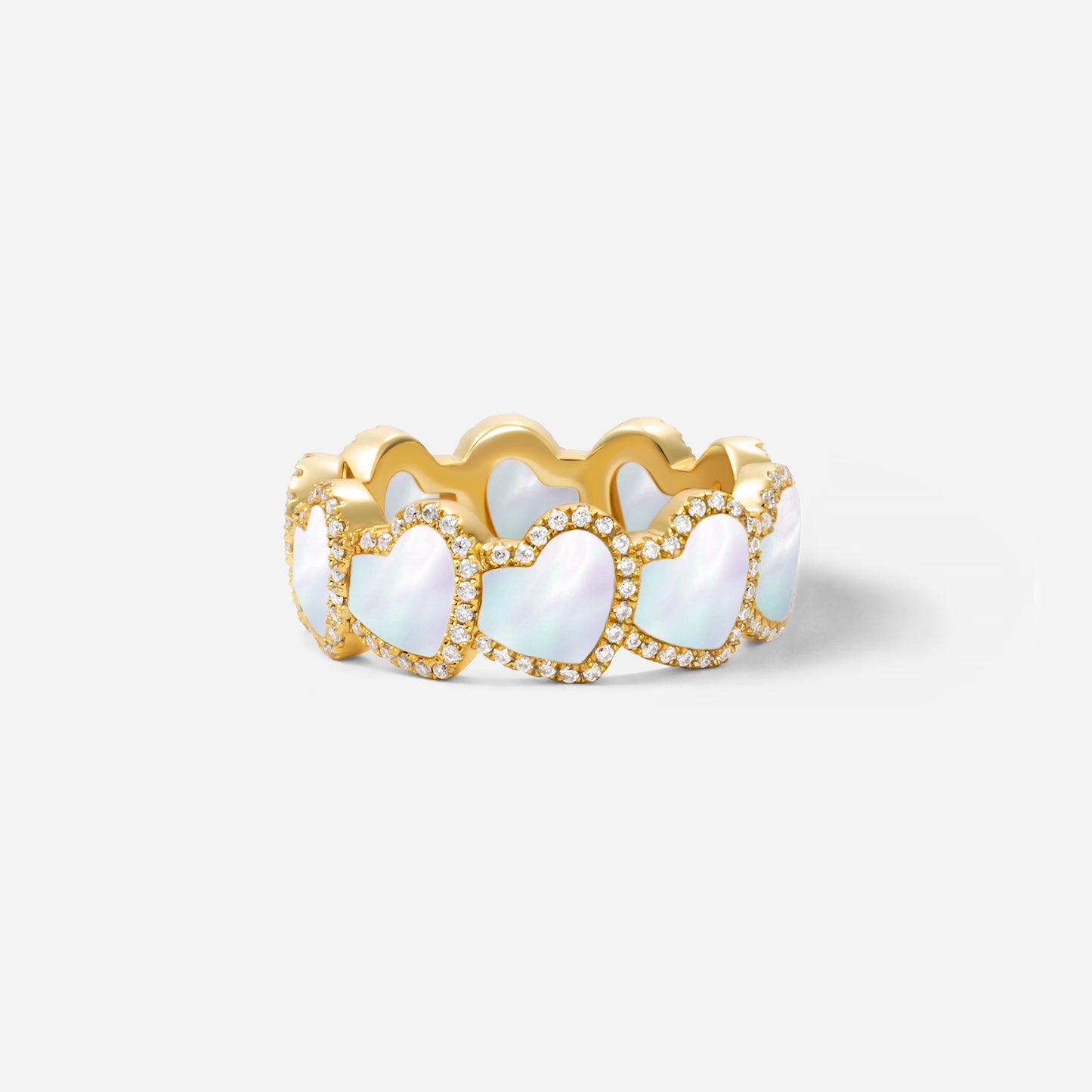 refined legacy collection / mother of pearl inlay heart halo ring K18YG