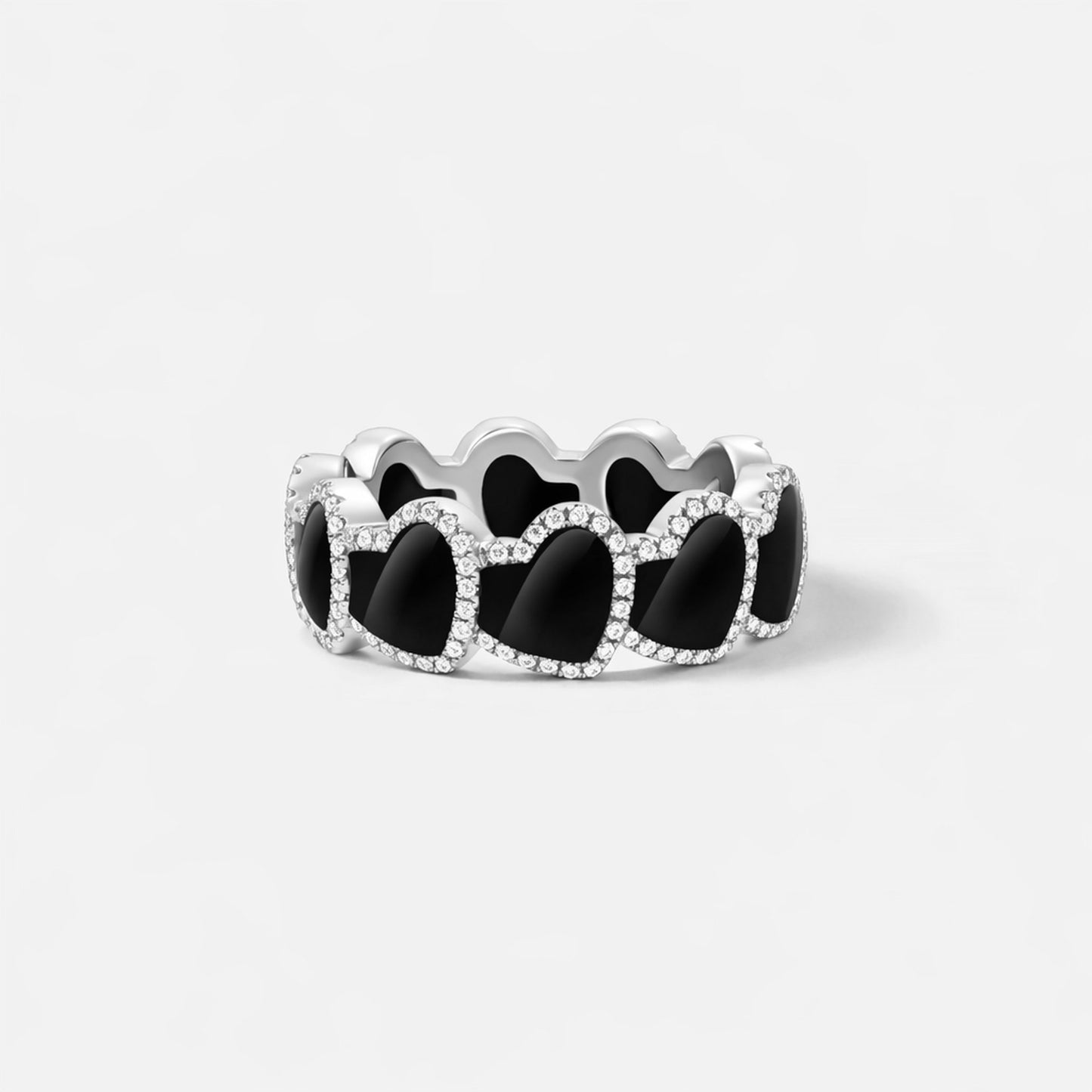 refined legacy collection / onyx heart halo ring K18WG