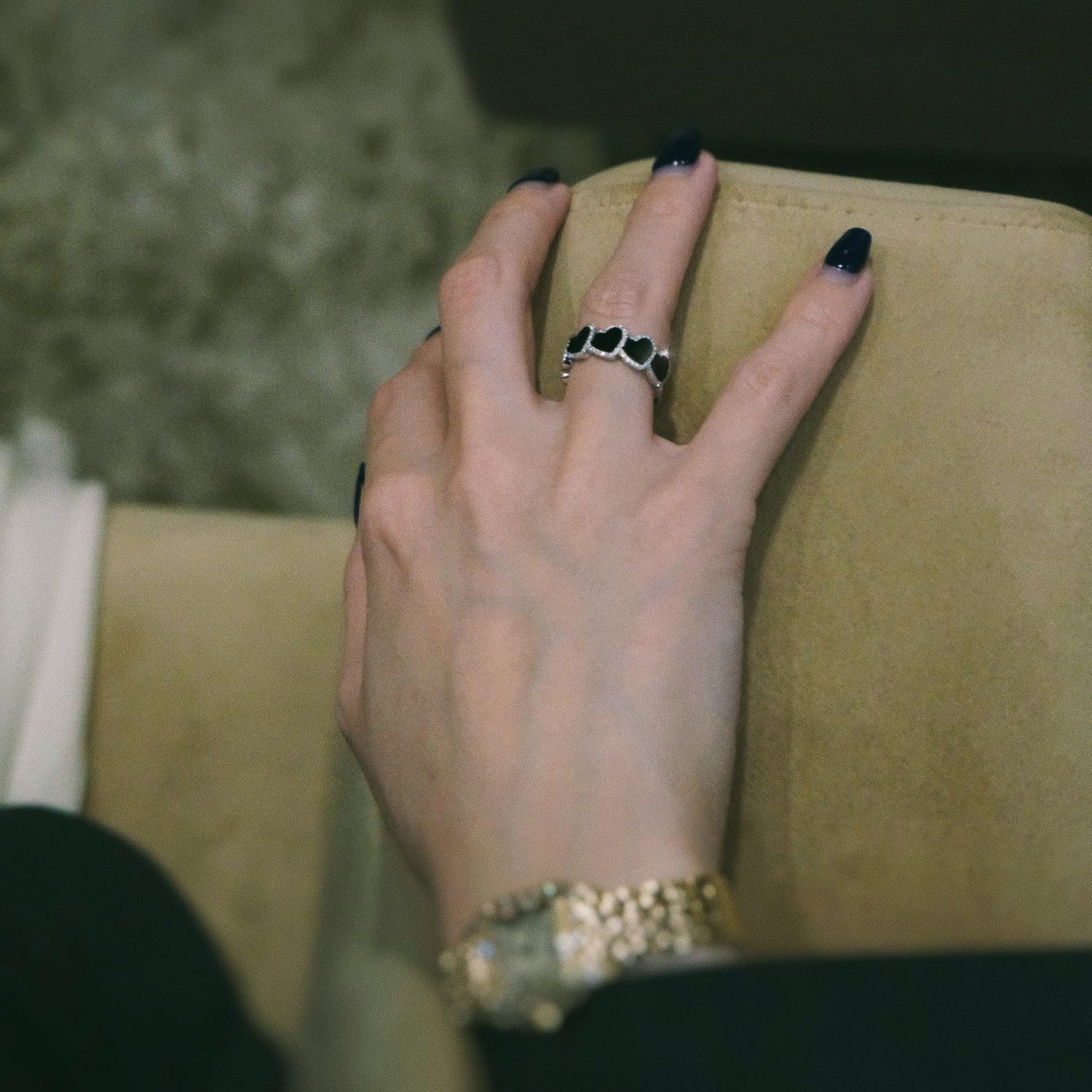 最終お値下げ！早いもの勝ちオニキスHeart Ring Heart Ring