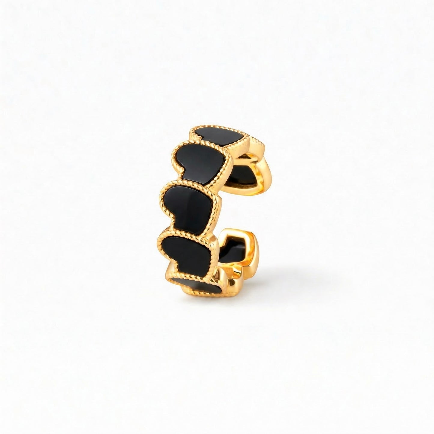 refined legacy collection / onyx inlay rope heart earcuff K18YG