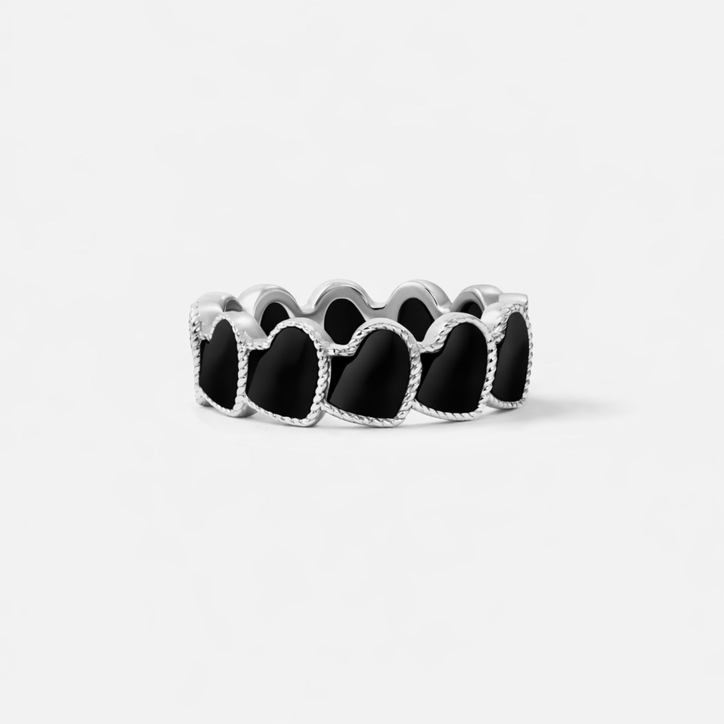 refined legacy collection / onyx inlay rope heart ring K18WG