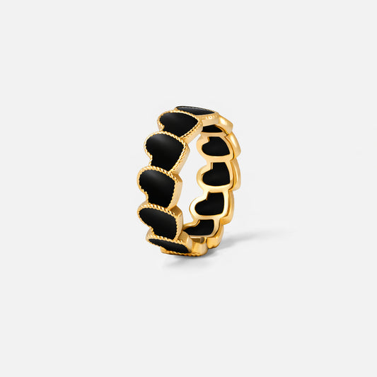 refined legacy collection / onyx inlay rope heart ring K18YG