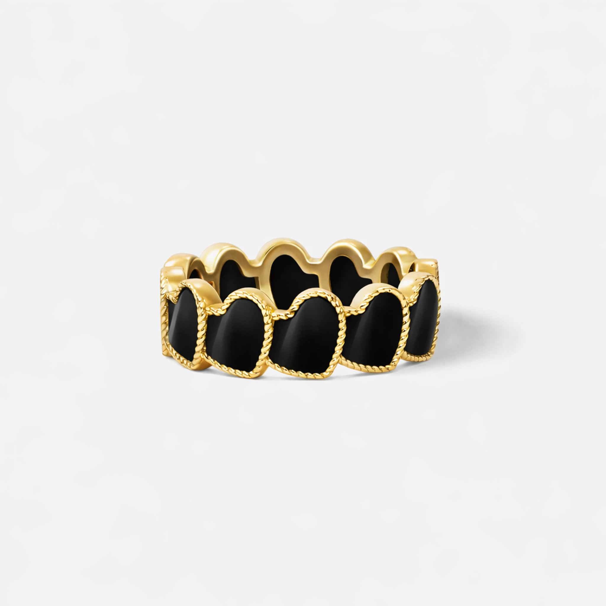 refined legacy collection / onyx inlay rope heart ring K18YG