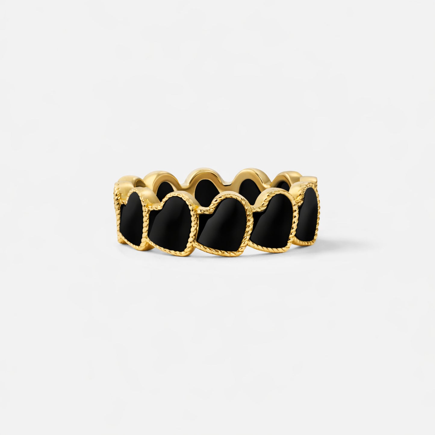 refined legacy collection / onyx inlay rope heart ring K18YG
