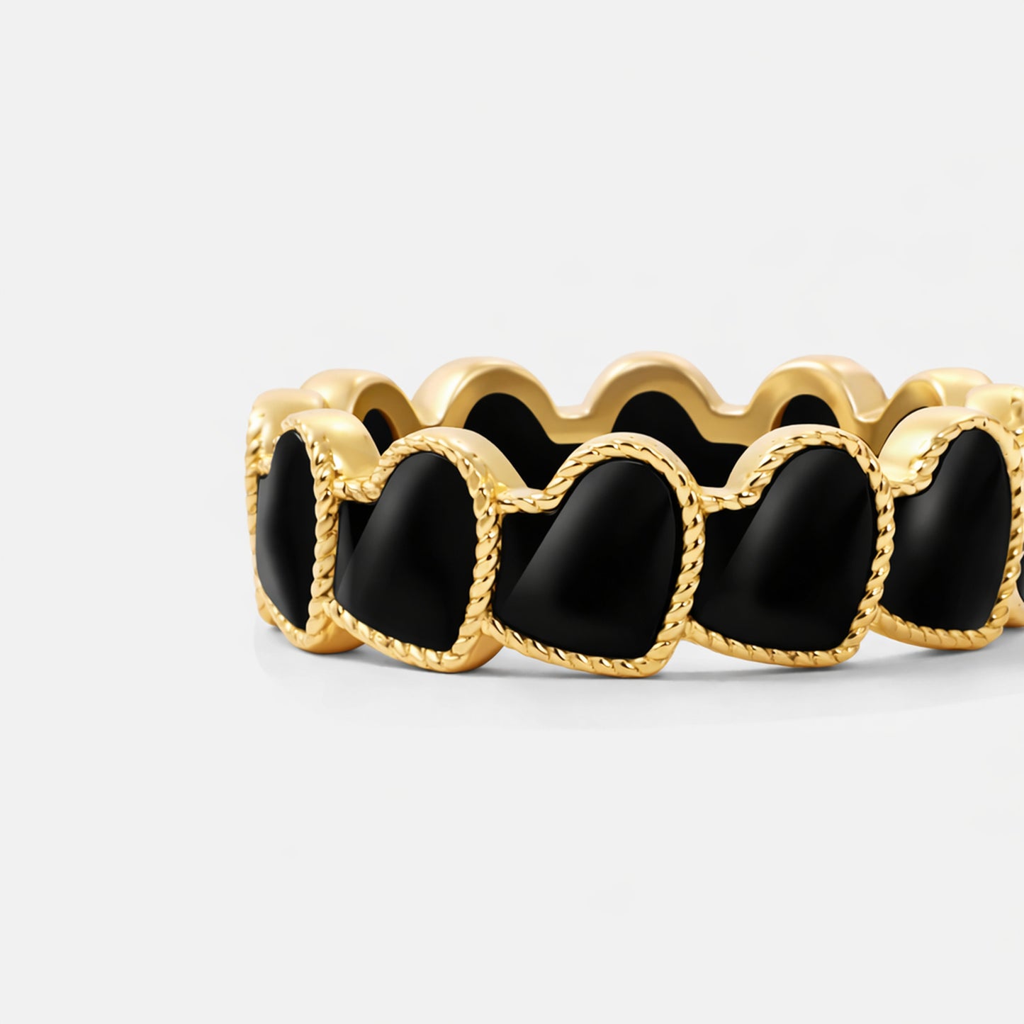 refined legacy collection / onyx inlay rope heart ring K18YG
