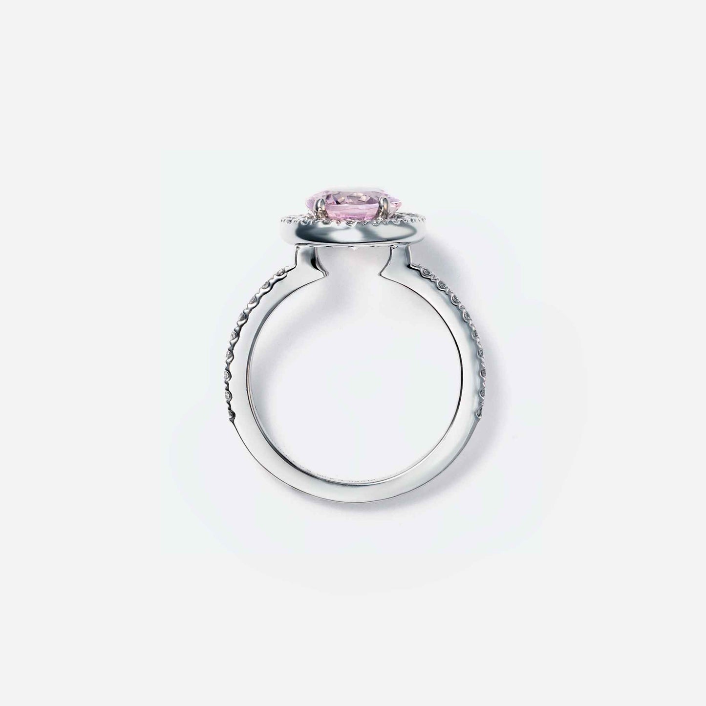 basic collection / Kunzite diamond stacking halo ring